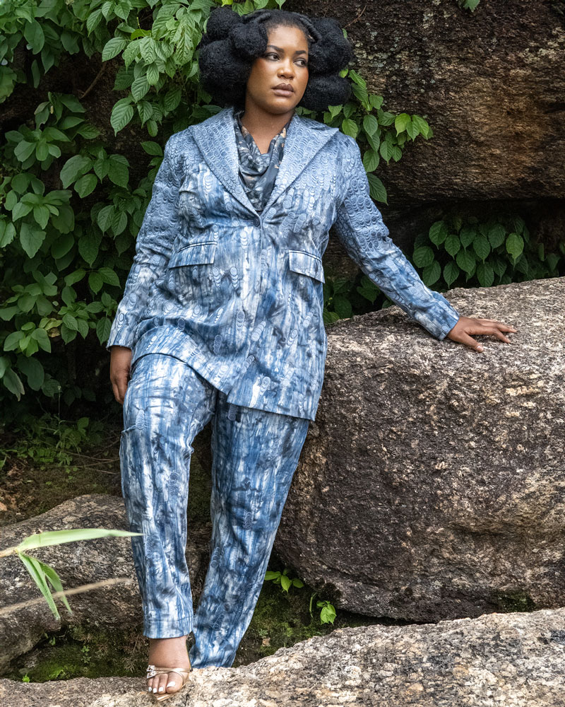 Tailleur Chenille bleue pour Femme